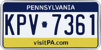 PA license plate KPV7361