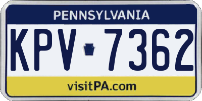 PA license plate KPV7362