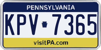 PA license plate KPV7365