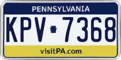 PA license plate KPV7368