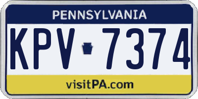 PA license plate KPV7374