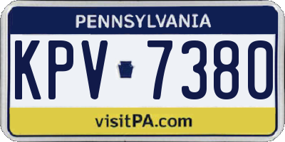 PA license plate KPV7380