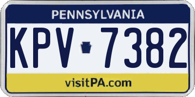 PA license plate KPV7382