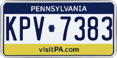 PA license plate KPV7383