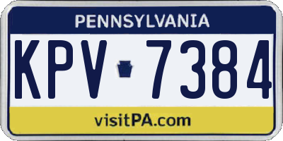 PA license plate KPV7384