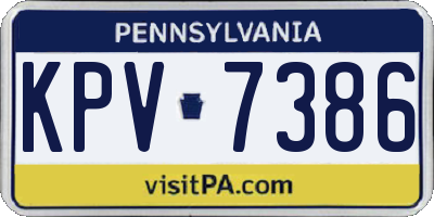 PA license plate KPV7386