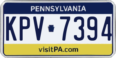 PA license plate KPV7394