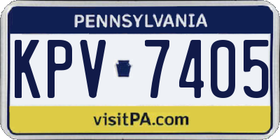 PA license plate KPV7405