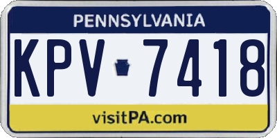 PA license plate KPV7418