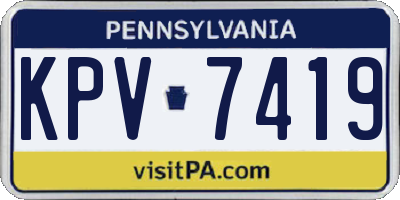 PA license plate KPV7419