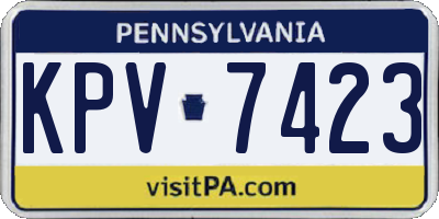 PA license plate KPV7423