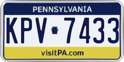 PA license plate KPV7433