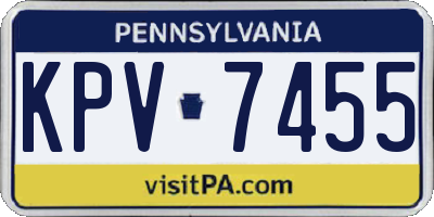 PA license plate KPV7455