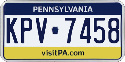 PA license plate KPV7458