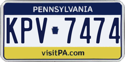 PA license plate KPV7474