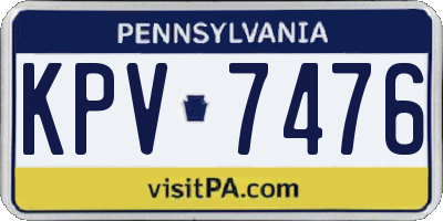 PA license plate KPV7476