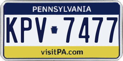 PA license plate KPV7477