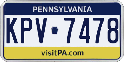 PA license plate KPV7478