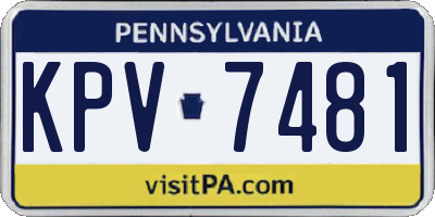 PA license plate KPV7481
