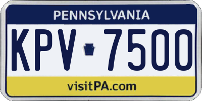 PA license plate KPV7500