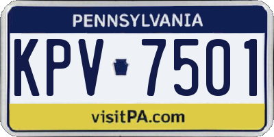 PA license plate KPV7501