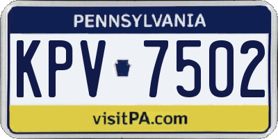 PA license plate KPV7502