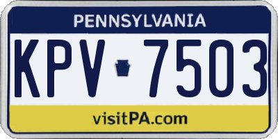PA license plate KPV7503