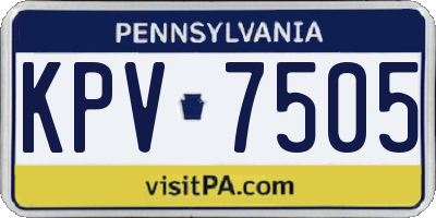 PA license plate KPV7505