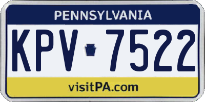 PA license plate KPV7522