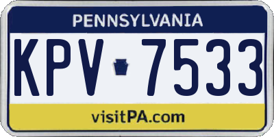 PA license plate KPV7533