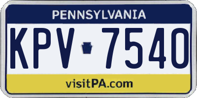 PA license plate KPV7540