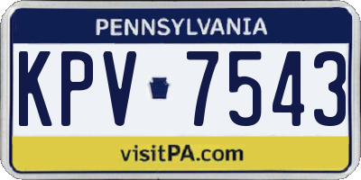 PA license plate KPV7543