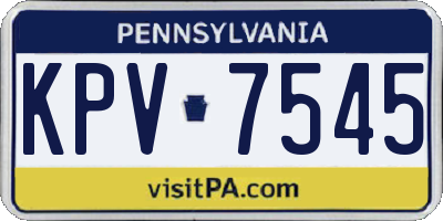 PA license plate KPV7545