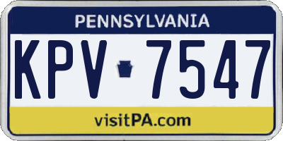 PA license plate KPV7547