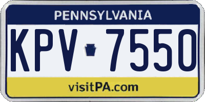 PA license plate KPV7550