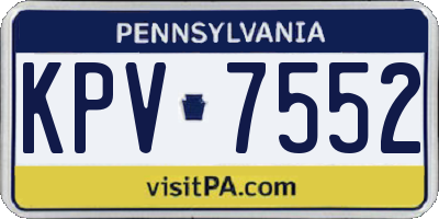 PA license plate KPV7552