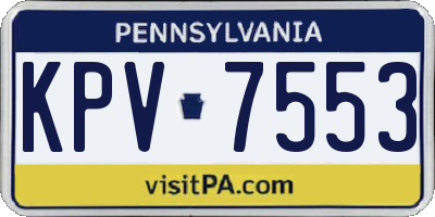 PA license plate KPV7553