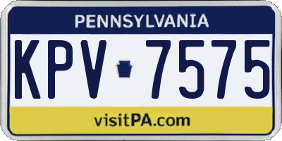 PA license plate KPV7575