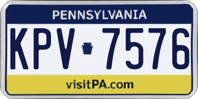 PA license plate KPV7576