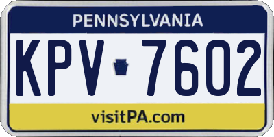 PA license plate KPV7602
