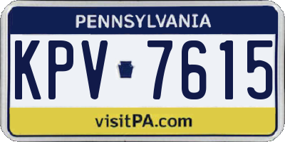 PA license plate KPV7615