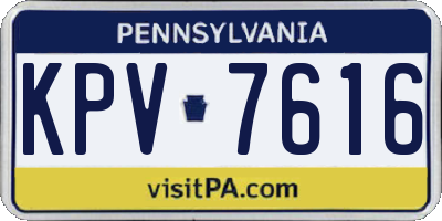 PA license plate KPV7616