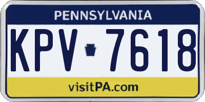 PA license plate KPV7618
