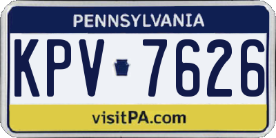 PA license plate KPV7626