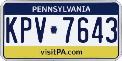 PA license plate KPV7643