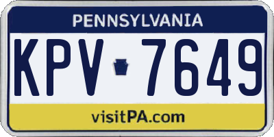 PA license plate KPV7649