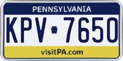 PA license plate KPV7650
