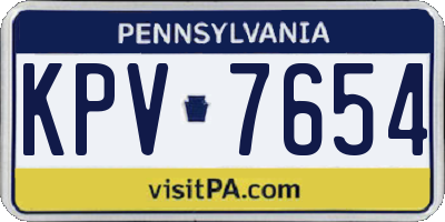 PA license plate KPV7654