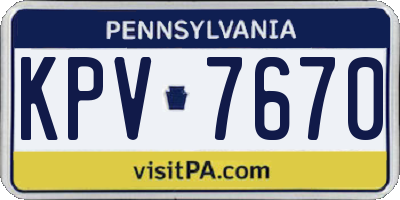PA license plate KPV7670