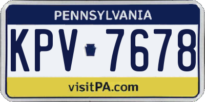 PA license plate KPV7678